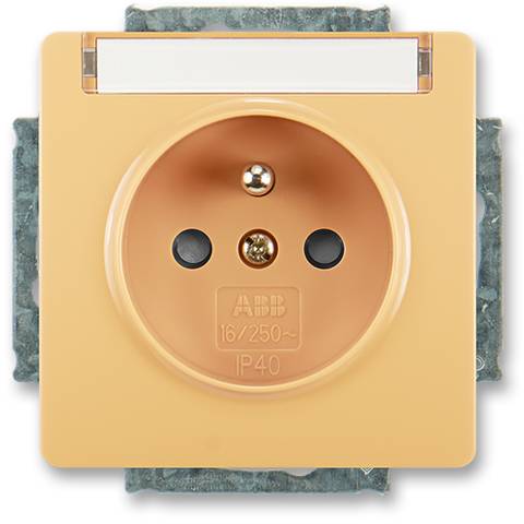 ABB 5518G-A02352 D1 Kyvná jednoduchá zásuvka. s ochranným kolíkom so štítmi s označovacím poľom