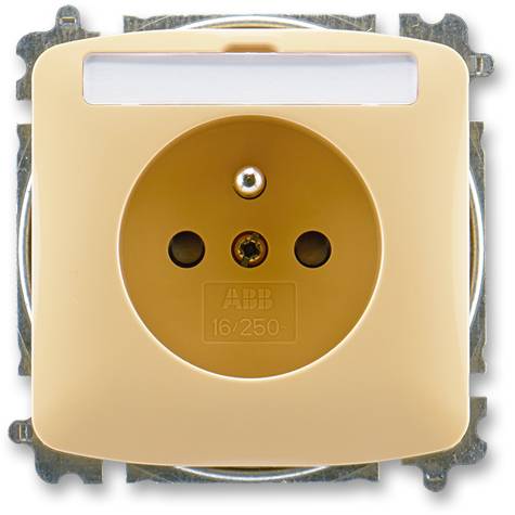 ABB 5519A-A02352 D Jednoduchá zásuvka s ochranným kolíkom, s uzávermi, s označovacím poľom