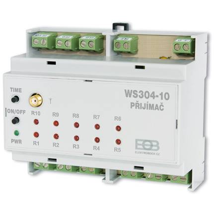 Bezdrôtový prijímač WS304 10 kanálov na DIN lište