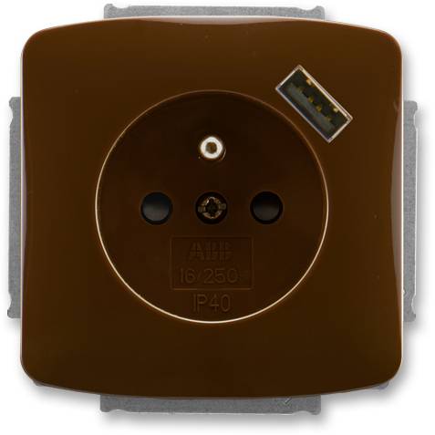 ABB 5569A-A02357 H Zásuvka 1-pólová, s krytmi, s nabíjaním cez USB