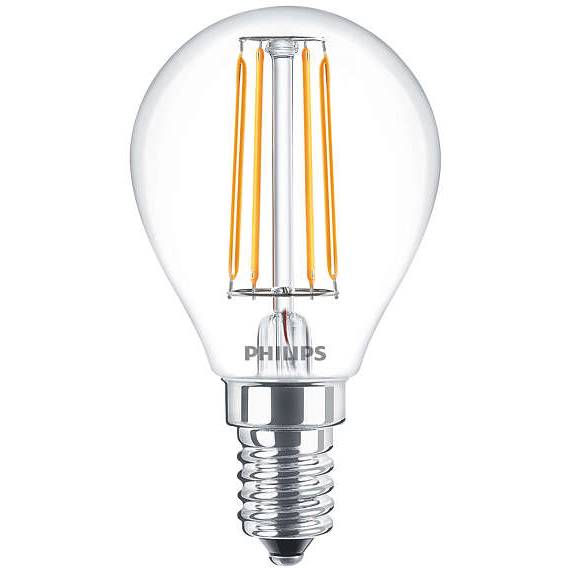 LED žiarovka svietiaca E14 Philips 4W číra malá žiarovka 2700°K žiarovka EAN 8718696587256