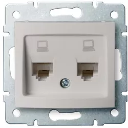 Kanlux DOMO Dvojitá dátová zásuvka, nezávislá (2xRJ45Cat 5e Jack) - perleťovo biela 24991