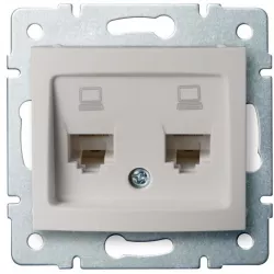 Kanlux DOMO Dvojitá dátová zásuvka, nezávislá (2xRJ45Cat 6 Jack) - perleťovo biela 24992