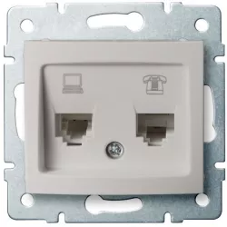 Kanlux DOMO Zásuvka dátová-telefonická (RJ45 Cat 5e + RJ11) - perleťovo biela 24993