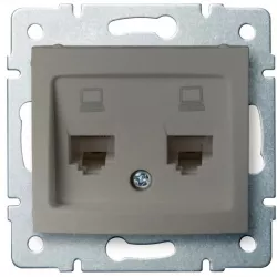 Kanlux DOMO Dvojitý dátový zásuvka, nezávislý (2xRJ45Cat 6 Jack) - šampaňská 25051