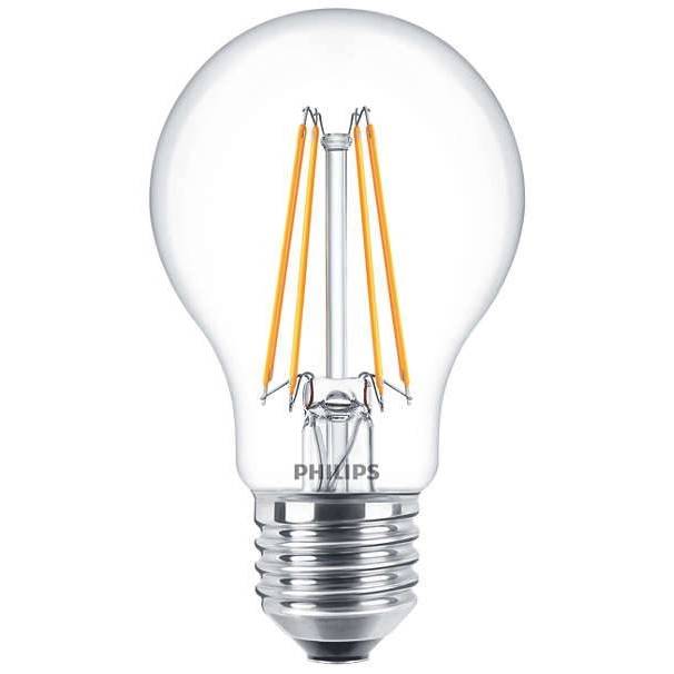 Číra LED žiarovka E27 Philips FILAMENT náhrada za bežnú 75W, farba svetla Žiarovka