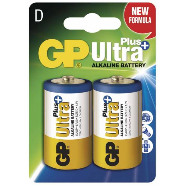GP B1741 Alkalická batéria Ultra Plus LR20 (D), 2 ks v blistri