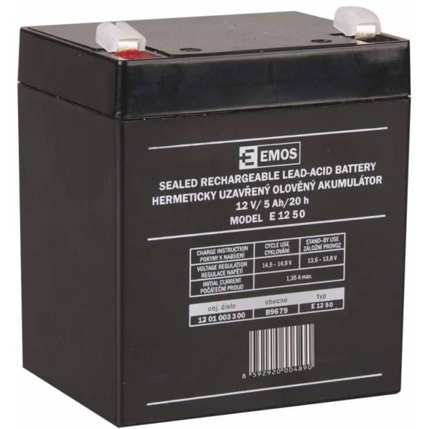 B9679 Bezúdržbová olovená batéria 12V 5Ah faston 6,3 mm EMOS