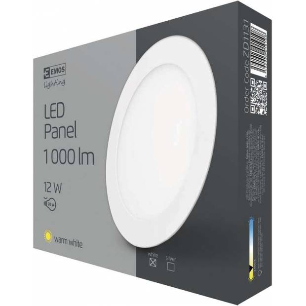 ZD1131 LED panel 168mm, kruhový zapustený biely, 12W teplá biela EMOS Lighting