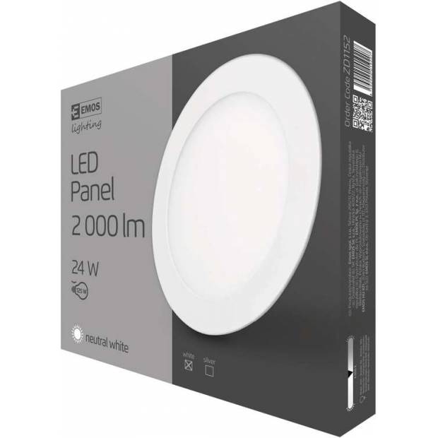 ZD1152 LED panel 297mm, kruhový zapustený biely, 24W neutrálna biela EMOS Lighting