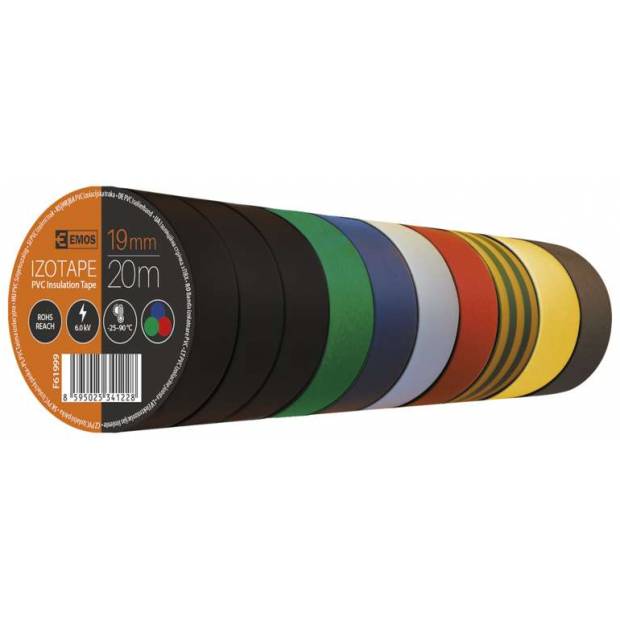 F61999 Izolačná páska PVC 19 mm / 20 m mix farieb EMOS