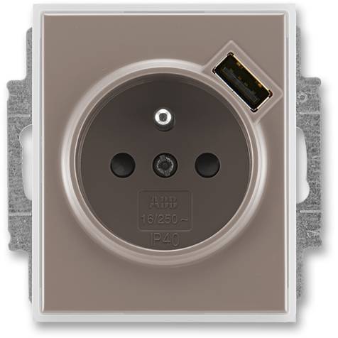 ABB 5569E-A02357 26 Časová zásuvka 1-pólová, s krytmi, s nabíjaním cez USB