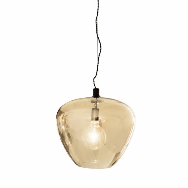 RBELGKA SESSAK RBELGKA Bellissimo grande 4200870-5503 - Elegantná závesná lampa zo skla 60 W, jantárová Nordlux