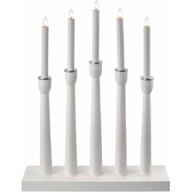 ZY2221 Sviečok pre 5× žiarovku E10, drevený biely, 36 × 48,5 cm, vnútorný EMOS Lighting