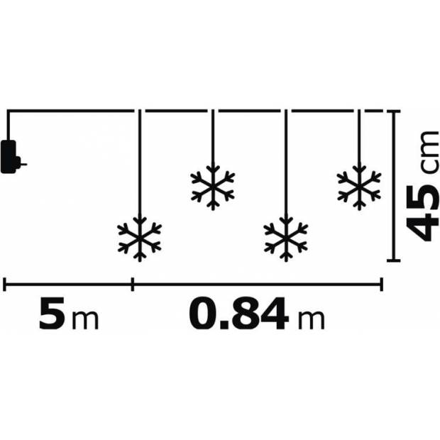 ZY2265 LED vánoční závěs – vločky, 80cm, venkovní, teplá bílá, čas. EMOS Lighting