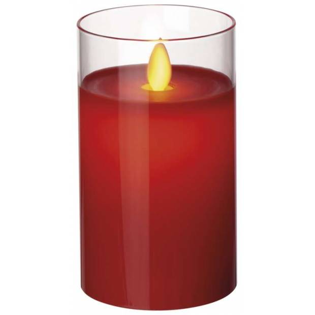 ZY2291 LED sviečka v skle, červená, 5×12,5 cm, 2× AA EMOS Lighting
