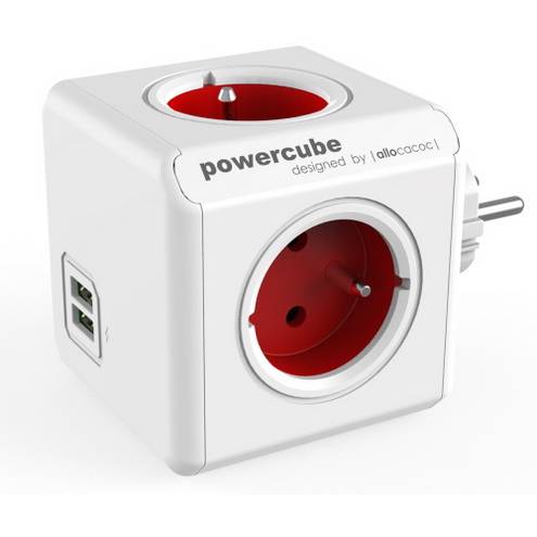 Napájacia kocka PowerCube pripojená priamo do zásuvky 230 V USB /ČERVENÁ/
