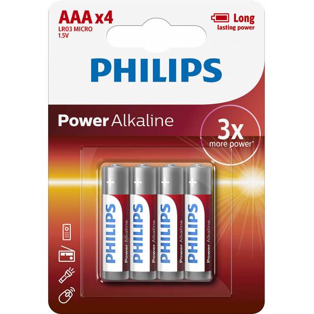 Alkalické tužkové batérie AAA LR03P4B/10 Philips