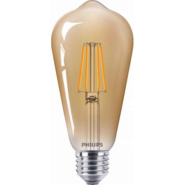 Klasický tvar žiarovky LED ST64 E27 GOLD od spoločnosti Philips v štýle Vintage v rôznych variantoch