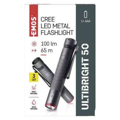 P3150 CREE LED kovová baterka Ultibright 50, P3150, 100lm, 1xAAA EMOS