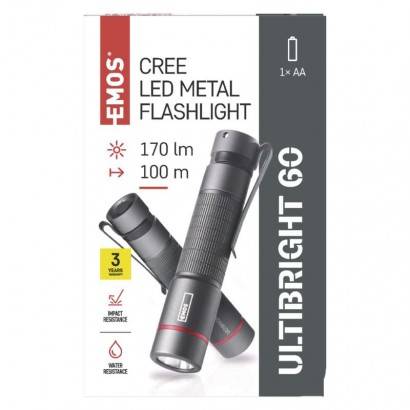 P3160 CREE LED kovová baterka Ultibright 60, P3160, 170lm, 1xAA EMOS