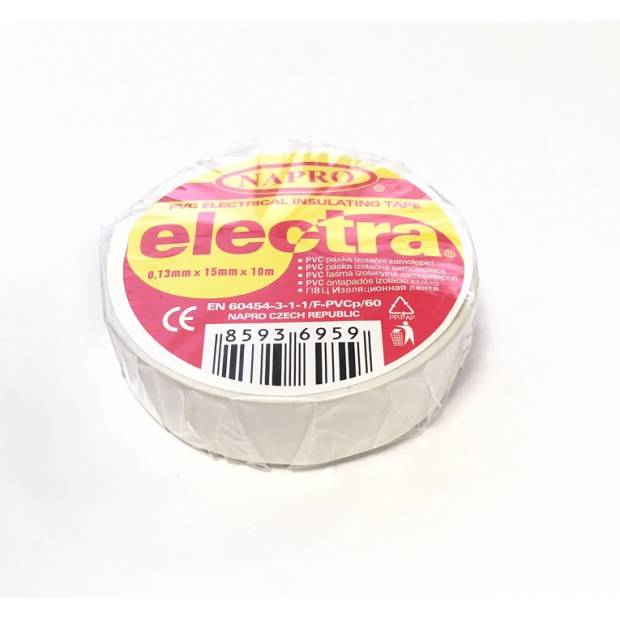ELECTRA PVC 15x10m biela páska