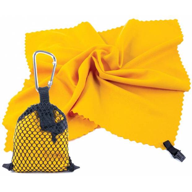 Spokey NEMO Rychleschnoucí ručník 40x40 cm, žlutý s karabinou Spokey