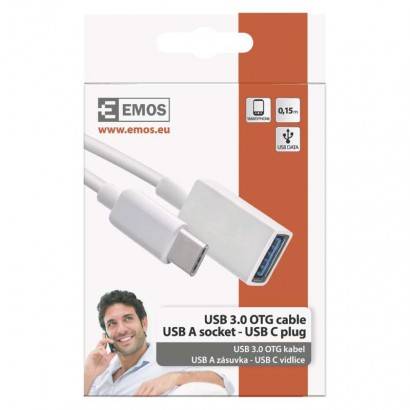 SM7054 Kábel USB 3.0 A/F- C/M OTG 15 cm EMOS