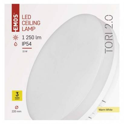 ZM4121 LED stropné svietidlo, kruhové biele 15W teplá biela, IP54 EMOS Lighting