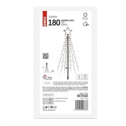 DCTC02 LED vianočný stromček kovový, 180 cm, vnútorný a vonkajší, studená biela, časovač EMOS Lighting