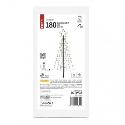 DCTW02 LED vianočný stromček kovový, 180 cm, vnútorný a vonkajší, teplá biela, časovač EMOS Lighting