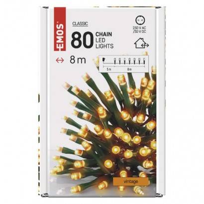 D4AV02 LED vianočná reťaz, 8 m, vnútorná a vonkajšia, vintage, časovač EMOS Lighting