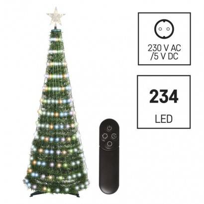 D5AA02 LED vianočný stromček so svetelnou reťazou a hviezdou, 1,5 m, vnútorný, diaľkové ovládanie, časovač, RGB EMOS