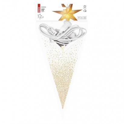 DCAZ07 LED papierová hviezda so zlatými trblietkami na okrajoch, biela, 60 cm, vnútorná EMOS