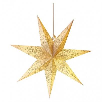 DCAZ08 LED papierová hviezda so zlatými trblietkami v strede, biela, 60 cm, interiérová EMOS