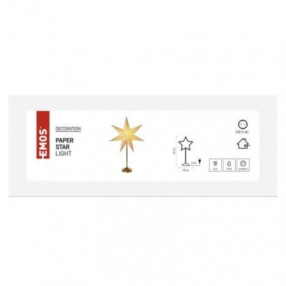 DCAZ15 LED papierová hviezda so zlatým stojanom, 45 cm, vnútorná EMOS
