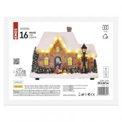 DCLW14 LED vianočný domček, 20,5 cm, 3x AA, vnútorný, teplá biela EMOS