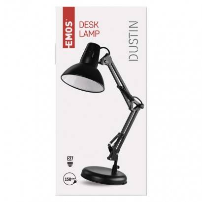 Z7612B Stolná lampa DUSTIN pre žiarovku E27, čierna EMOS