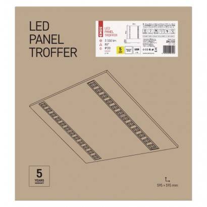 ZR1722 LED panelové svietidlo 60×60, štvorcové zapustené biele, 27 W, neutrálna biela, UGR EMOS Lighting