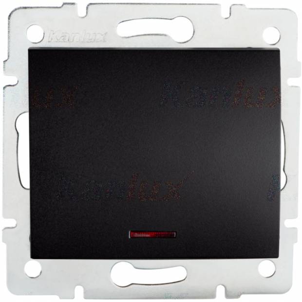 Kanlux LOGI Jednopólový vypínač s LED diódou - čierny matný 33622
