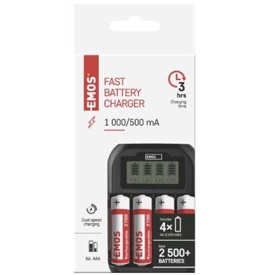 N9331 Nabíjačka batérií EMOS BCN-41D + 4AA 2700 EMOS