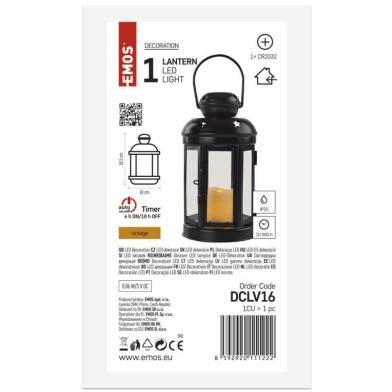 DCLV16 LED svietidlo čierne, okrúhle, 18,5 cm, 1x CR2032, interiér, vintage, časovač EMOS