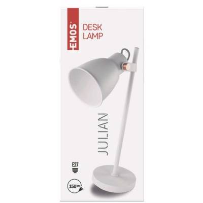 Z7621W Stolná lampa JULIAN pre žiarovku E27, biela EMOS