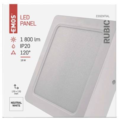 ZM6442 LED svietidlo RUBIC, štvorcové, 18W neutrálna biela EMOS Lighting