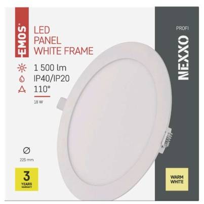 ZD1144 LED vstavané svietidlo NEXXO, okrúhle, biele, 18 W, teplá biela EMOS Lighting