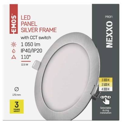 ZD1233 LED vstavané svietidlo NEXXO, okrúhle, strieborné, 12,5 W, so zmenou CCT EMOS Lighting