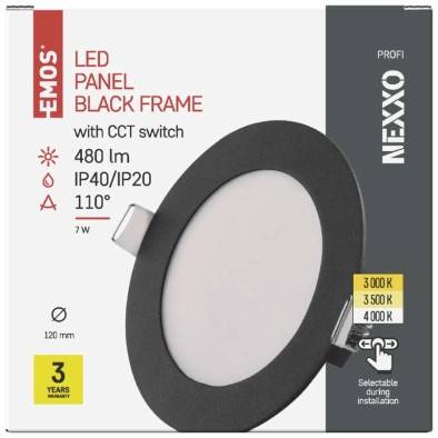 ZD1323 LED vstavané svietidlo NEXXO, okrúhle, čierne, 7 W, so zmenou CCT EMOS Lighting