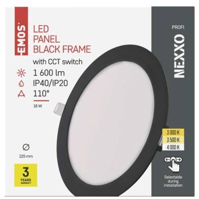 ZD1343 LED vstavané svietidlo NEXXO, okrúhle, čierne, 18 W, so zmenou CCT EMOS Lighting