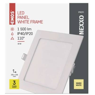 ZD2144 LED vstavané svietidlo NEXXO, štvorcové, biele, 18 W, teplá biela EMOS Lighting