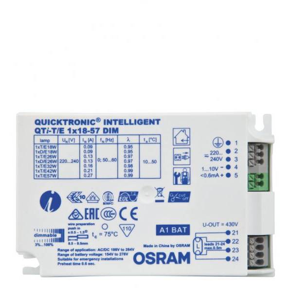 Predradník pre kompaktné žiarivky QTI-T/E 1X18-57/220-240 DIM